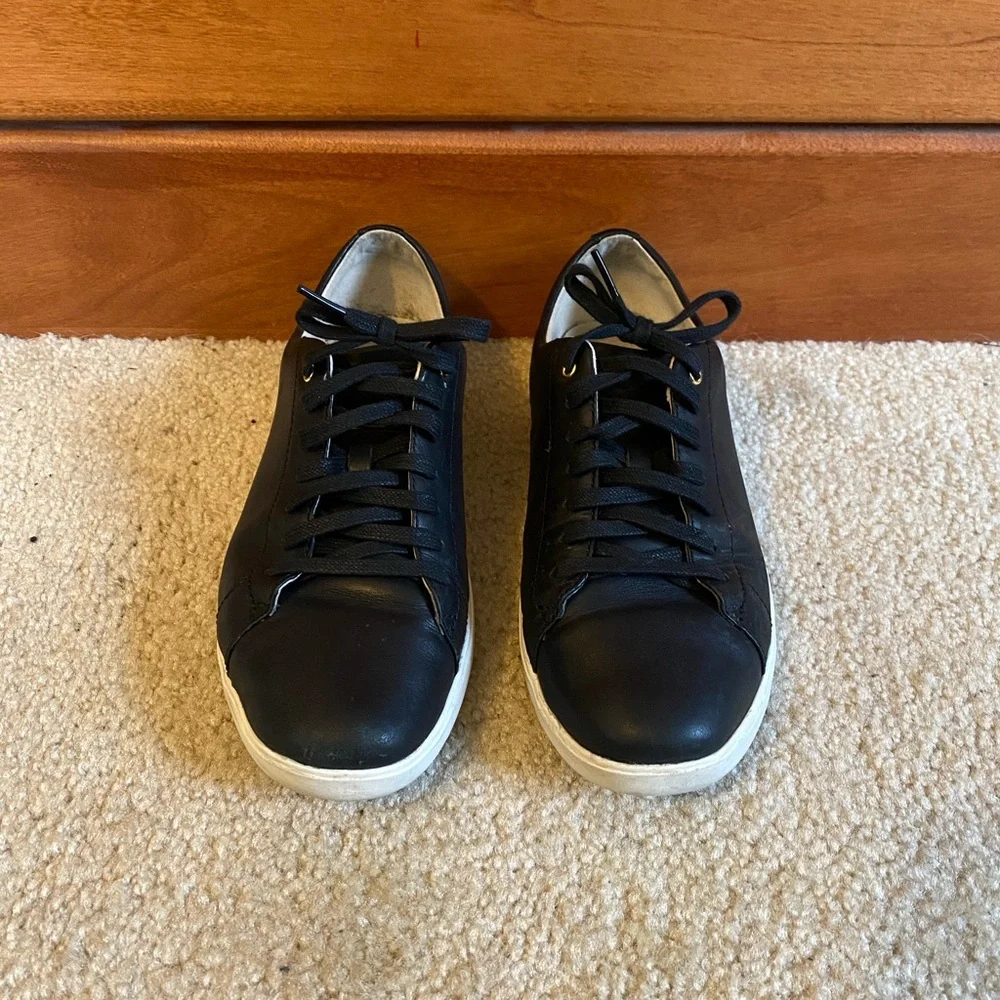 Cole Haan Black Leather Low-Top Sneakers with White Sole - Picture 2 of 7